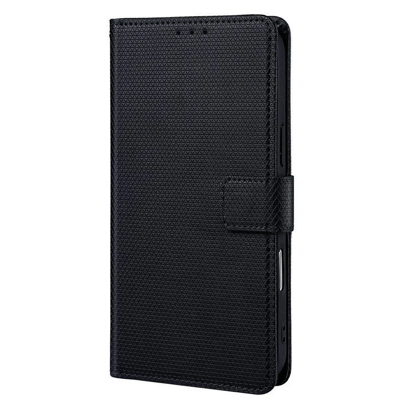 For Realme 16 Pro 5G Wallet Case Triangle Pattern Imprinted Stand Leather Phone Cover with Shoulder Strap - Black