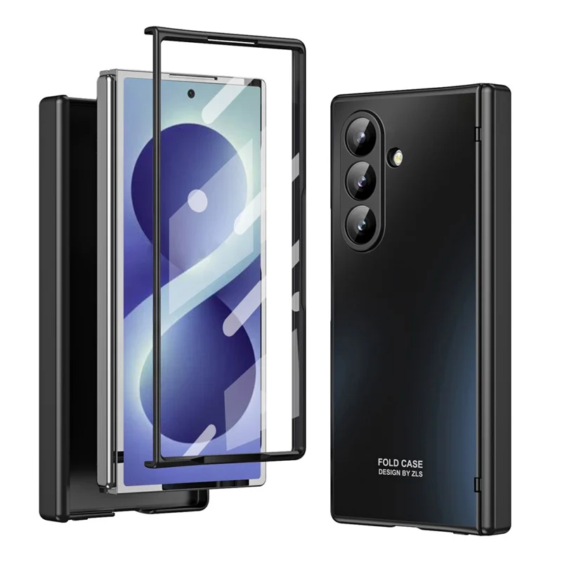 For Samsung Galaxy Z Fold8 Case Hard PC Shockproof Phone Cover with Front Screen Film - Black
