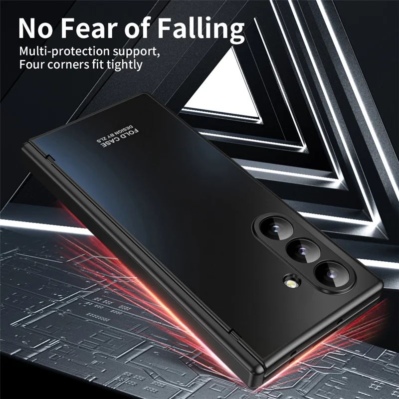 For Samsung Galaxy Z Fold8 Case Hard PC Shockproof Phone Cover with Front Screen Film - Black