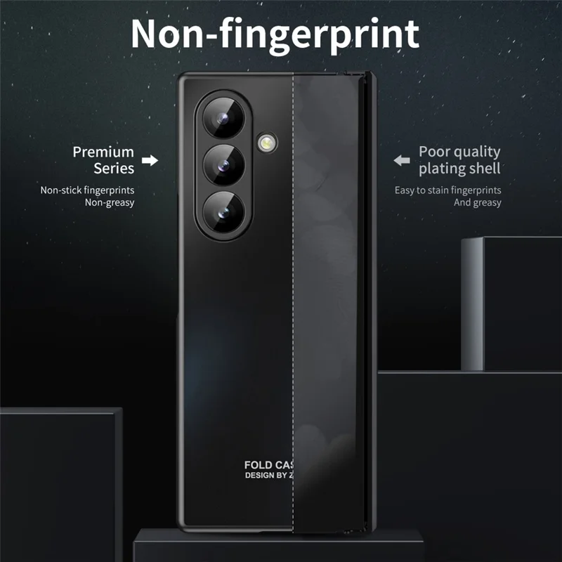 For Samsung Galaxy Z Fold8 Case Hard PC Shockproof Phone Cover with Front Screen Film - Black