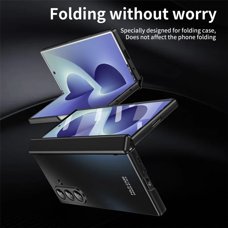 For Samsung Galaxy Z Fold8 Case Hard PC Shockproof Phone Cover with Front Screen Film - Black