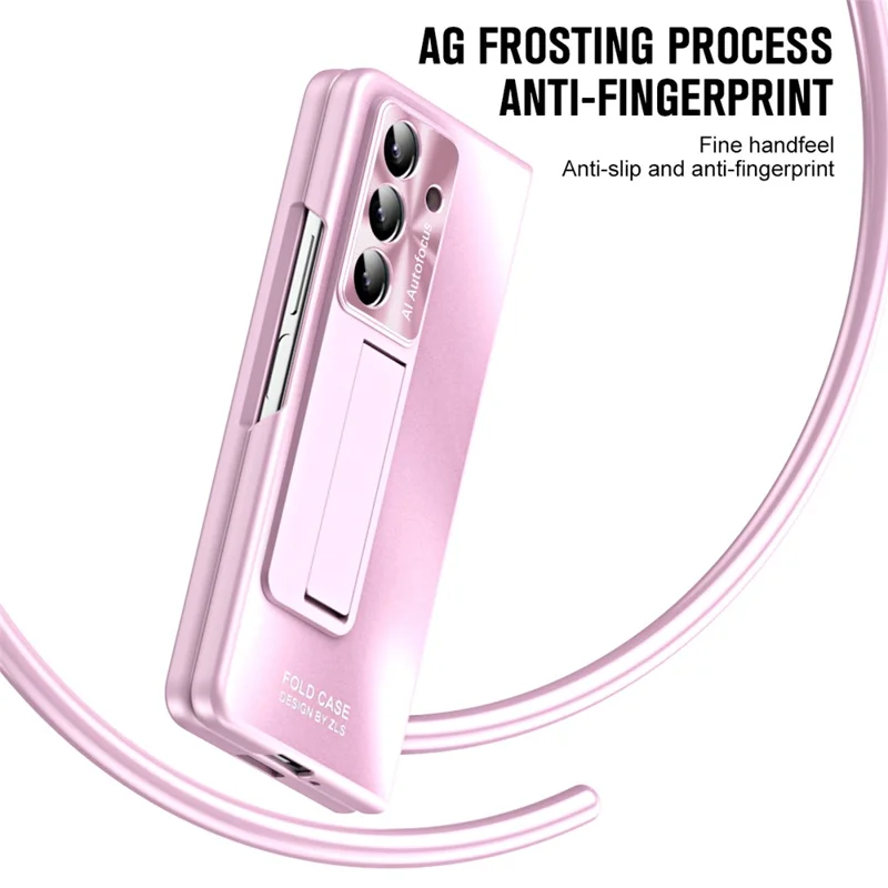 For Samsung Galaxy Z Fold8 Ultra Case Kickstand Matte PC Phone Cover with Tempered Glass Film - Pink
