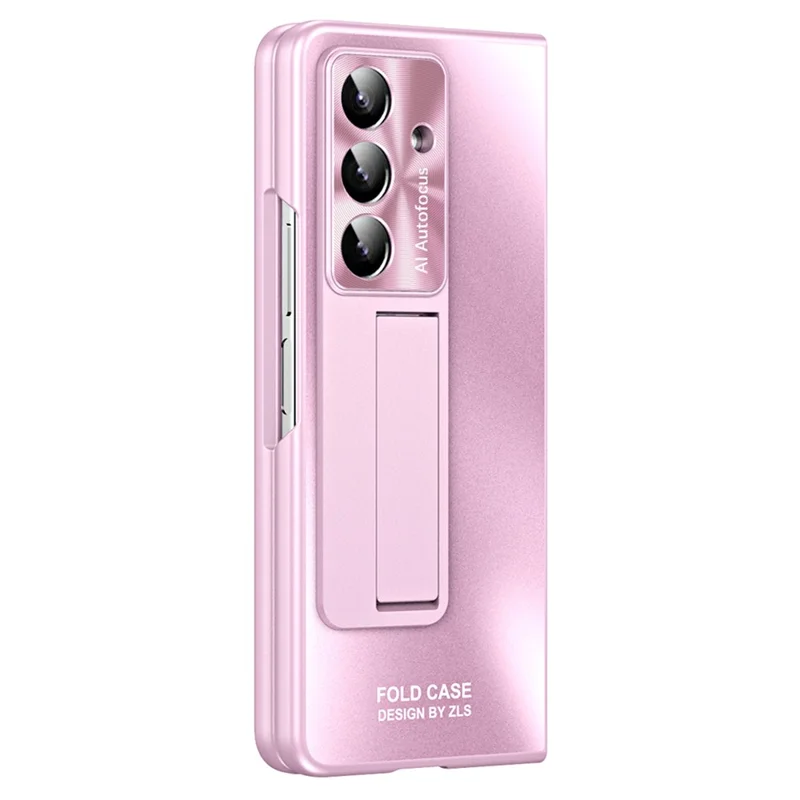 For Samsung Galaxy Z Fold8 Ultra Case Kickstand Matte PC Phone Cover with Tempered Glass Film - Pink