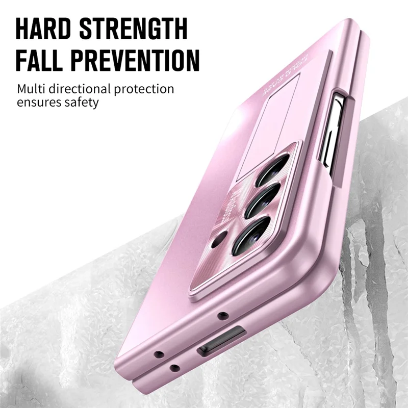 For Samsung Galaxy Z Fold8 Ultra Case Kickstand Matte PC Phone Cover with Tempered Glass Film - Pink