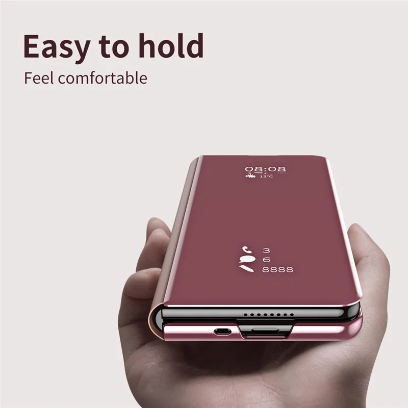 For Samsung Galaxy Z Fold8 Case Electroplating View Window Stand Leather Phone Cover - Pink