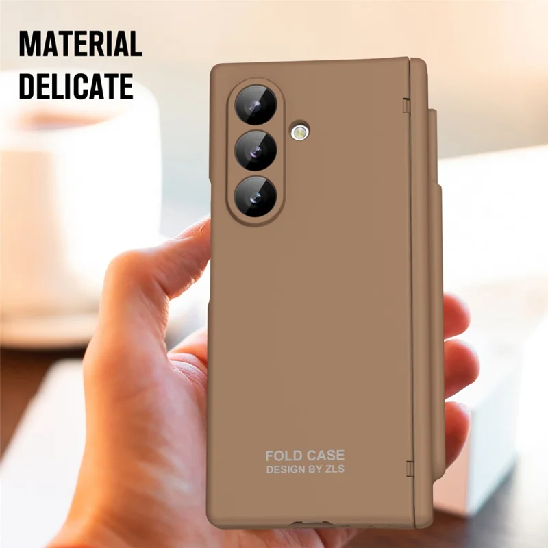 For Samsung Galaxy Z Fold8 Ultra Case Folding PC Phone Cover with Stylus / Tempered Glass Film - Brown