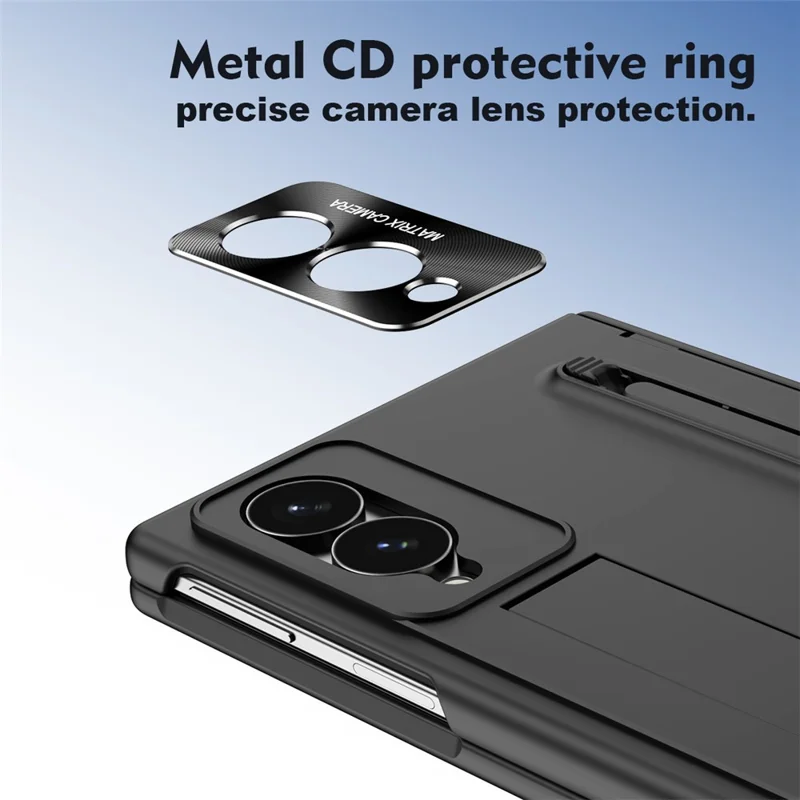 For Samsung Galaxy Z Fold 8 Wide Case PC Cell Phone Cover with Kickstand and Stylus Pen - Black