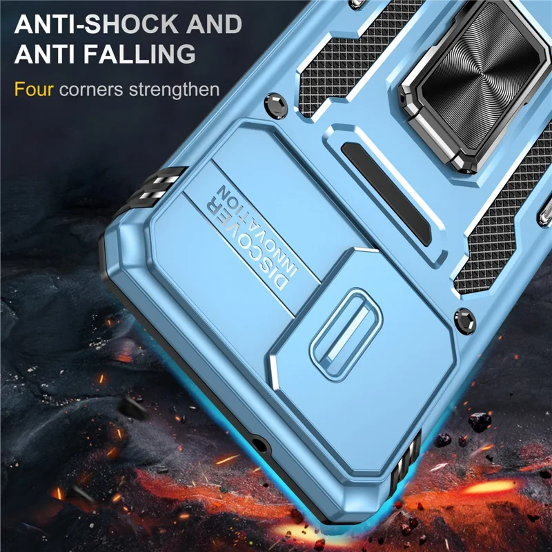 Série de Armadura Para Samsung Galaxy S20 Plus 4G / 5G PC + TPU Anti-drop Caixa de Telefone Kickstand Back Capa Com Protetor de Câmera Deslizante - Céu Azul