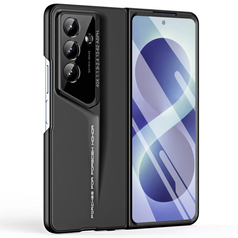 For Samsung Galaxy Z Fold8 Case PC Hard Phone Cover with Tempered Glass Film - Black
