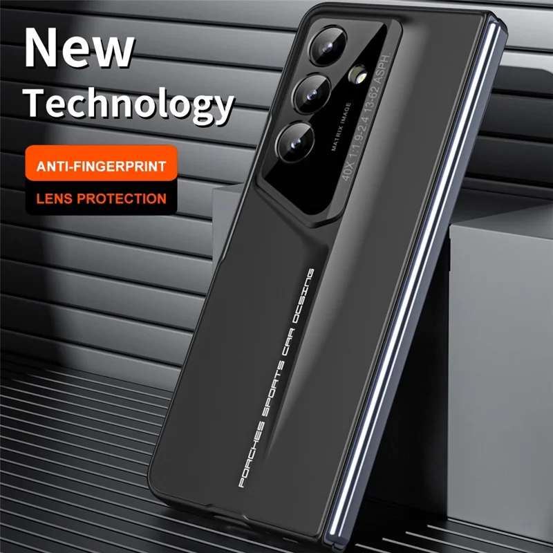 For Samsung Galaxy Z Fold8 Case PC Hard Phone Cover with Tempered Glass Film - Black