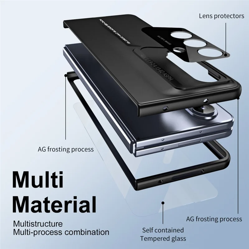 For Samsung Galaxy Z Fold8 Case PC Hard Phone Cover with Tempered Glass Film - Black