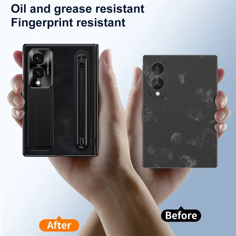 Cover per Samsung Galaxy Z Fold 8 con Ampia Fessura per Penna Stilo, Custodia in Pelle + PC con Supporto Integrato e Pellicola in Vetro Temperato, Penna Stilo - Nero