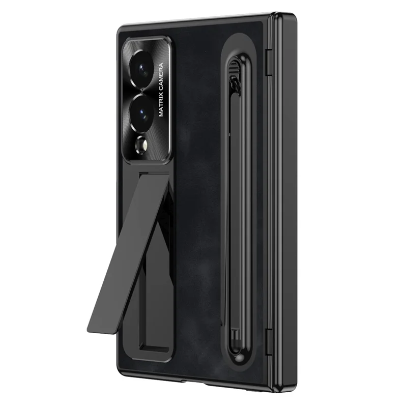 Cover per Samsung Galaxy Z Fold 8 con Ampia Fessura per Penna Stilo, Custodia in Pelle + PC con Supporto Integrato e Pellicola in Vetro Temperato, Penna Stilo - Nero