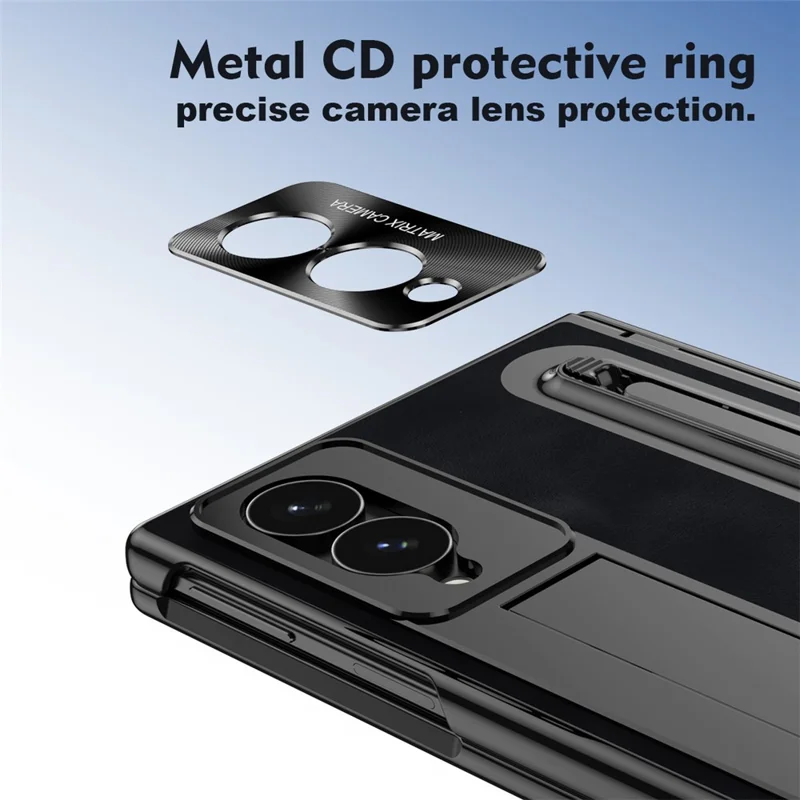 Cover per Samsung Galaxy Z Fold 8 con Ampia Fessura per Penna Stilo, Custodia in Pelle + PC con Supporto Integrato e Pellicola in Vetro Temperato, Penna Stilo - Nero