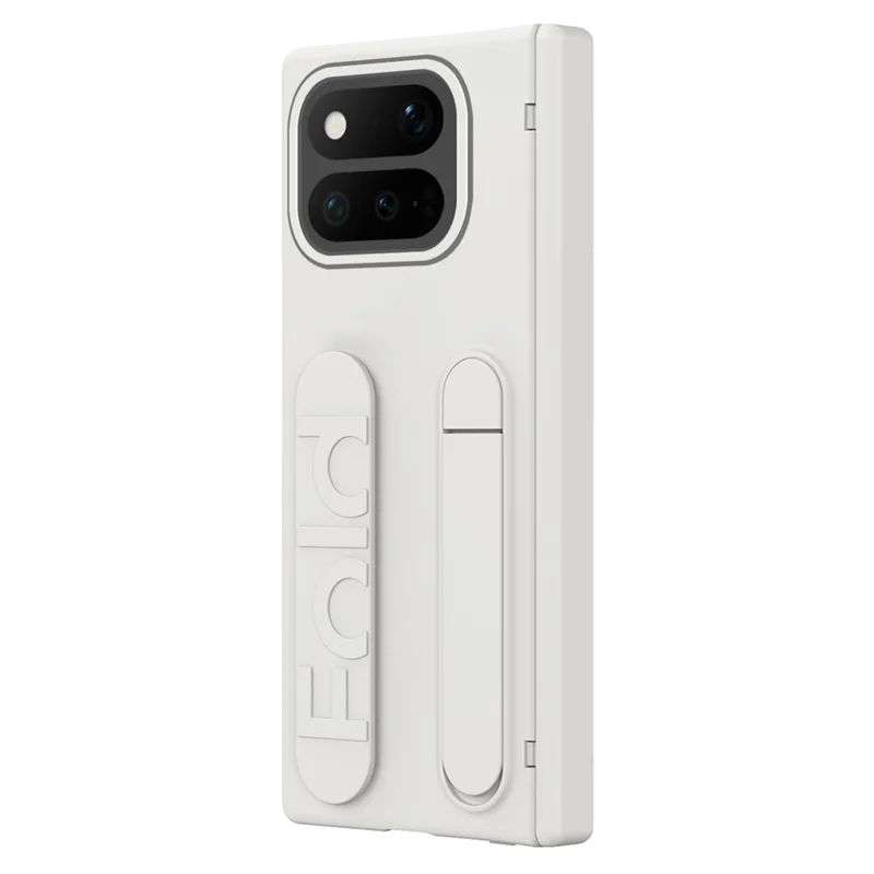 For Google Pixel 11 Pro Fold Case Kickstand Wristband PC Phone Cover with Tempered Glass Film - White