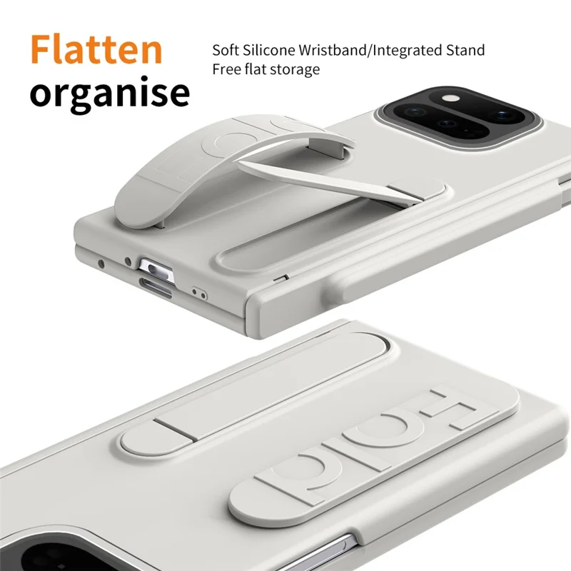 For Google Pixel 11 Pro Fold Case Kickstand Wristband Hard PC Phone Cover with Tempered Glass  /  Stylus - White