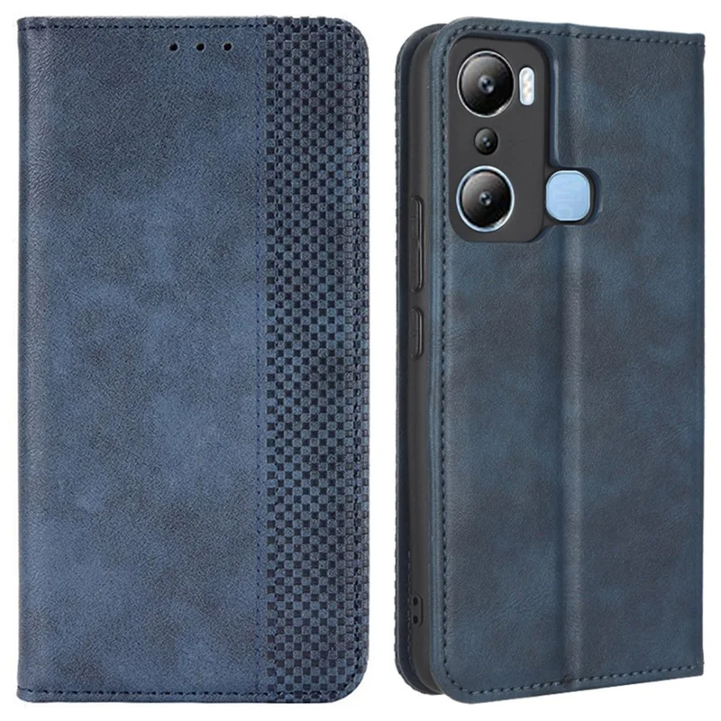 For Infinix Hot 20i 4G X665C / X665E Imprinted Pattern PU Leather Phone Case Retro Wallet Stand Cover - Blue