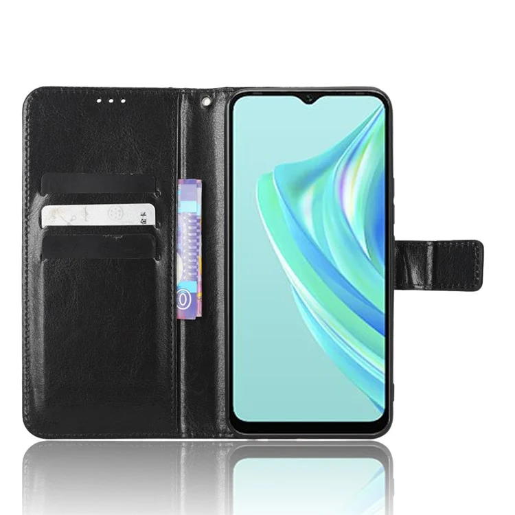 Per Infinix Hot 20i 4G X665C / X665E Crazy Horse Texture Magnetic Class PU Case Portafoglio Coperchio Telefonico Con Cinghia Con Cinturino Con Cinturino - Nero