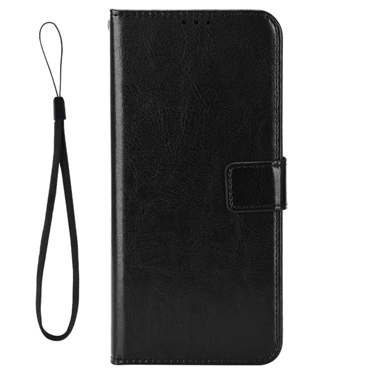 Per Infinix Hot 20i 4G X665C / X665E Crazy Horse Texture Magnetic Class PU Case Portafoglio Coperchio Telefonico Con Cinghia Con Cinturino Con Cinturino - Nero
