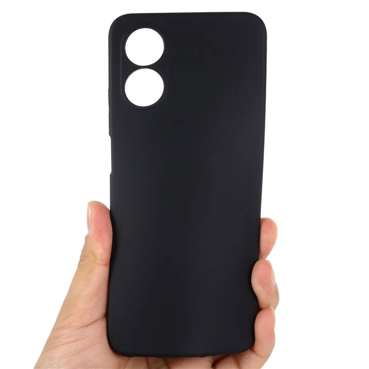 Für Oppo A17 4G / A17k 4G rutschfeste flüssige Silikonhandy-Hülle stoßfeste rückseite mit Riemen - Schwarz