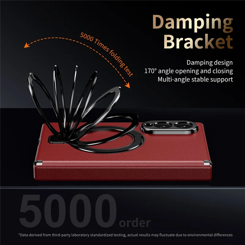 Voor Samsung Galaxy Z Fold 8 Brede Magnetische Hoes met Steunvoet PU Leren Gecoate PC Telefoonhoes met Gehard Glas Beschermfolie - Rood