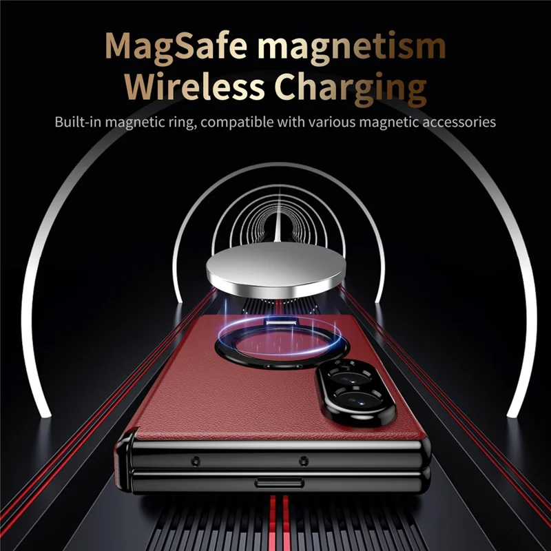 Voor Samsung Galaxy Z Fold 8 Brede Magnetische Hoes met Steunvoet PU Leren Gecoate PC Telefoonhoes met Gehard Glas Beschermfolie - Rood