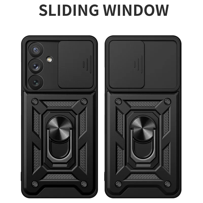 Anel Suporte de Telefone Capa para Samsung Galaxy A54 5G, Capa de Proteção PC + TPU à Prova de Quedas com Protetor de Câmera Deslizante - Vermelho