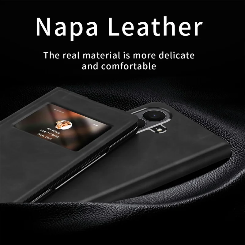 For Samsung Galaxy Z Fold8 Case View Window PU Leather Phone Cover - Black
