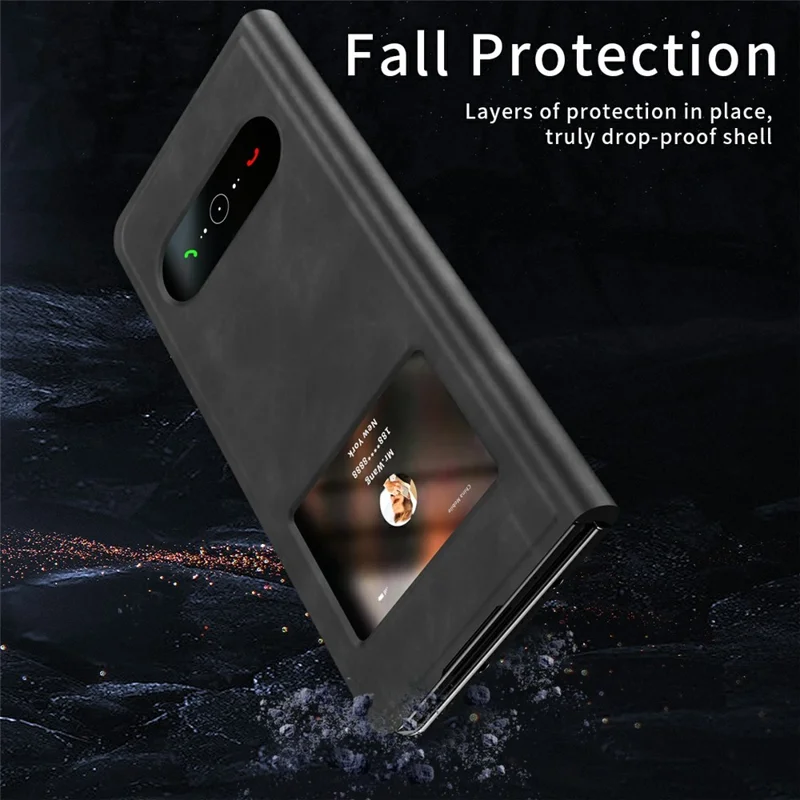For Samsung Galaxy Z Fold8 Case View Window PU Leather Phone Cover - Black