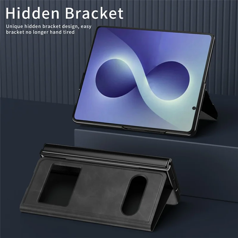 For Samsung Galaxy Z Fold8 Case View Window PU Leather Phone Cover - Black