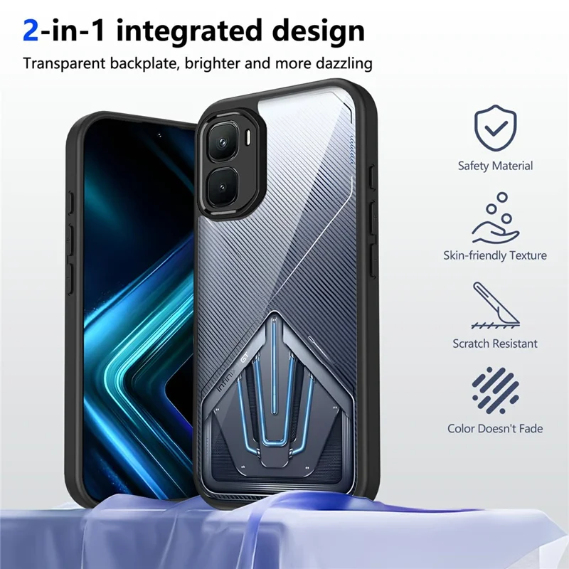 For Infinix GT 50 Pro 5G Case Matte Skin Touch Clear PC + TPU Shockproof Phone Back Cover - Black