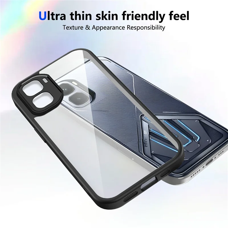 For Infinix GT 50 Pro 5G Case Matte Skin Touch Clear PC + TPU Shockproof Phone Back Cover - Black