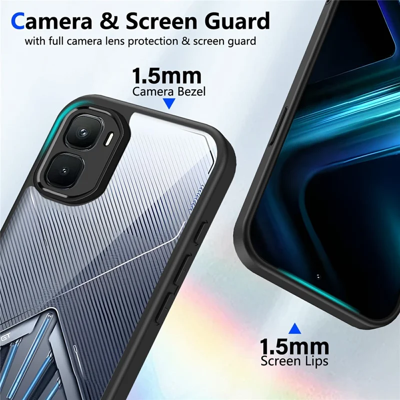 For Infinix GT 50 Pro 5G Case Matte Skin Touch Clear PC + TPU Shockproof Phone Back Cover - Black