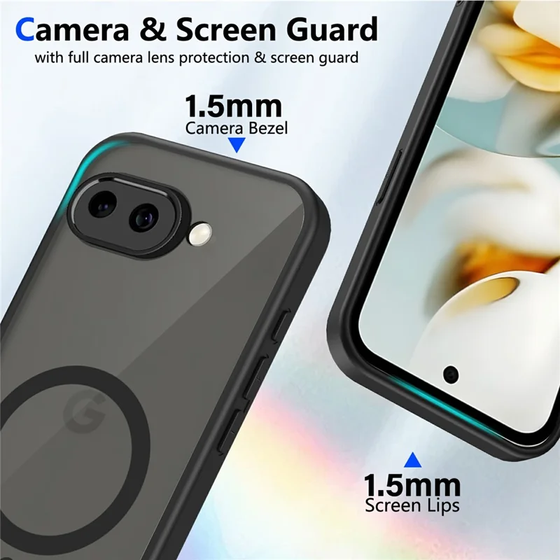 For Google Pixel 9a Magnetic Case Skin Touch Matte PC + TPU Anti-Drop Phone Cover - Translucent