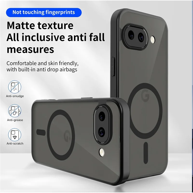For Google Pixel 9a Magnetic Case Skin Touch Matte PC + TPU Anti-Drop Phone Cover - Translucent