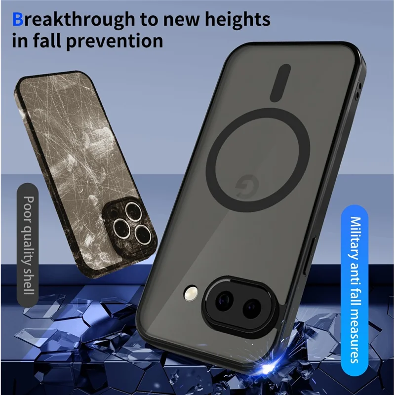 For Google Pixel 9a Magnetic Case Skin Touch Matte PC + TPU Anti-Drop Phone Cover - Translucent