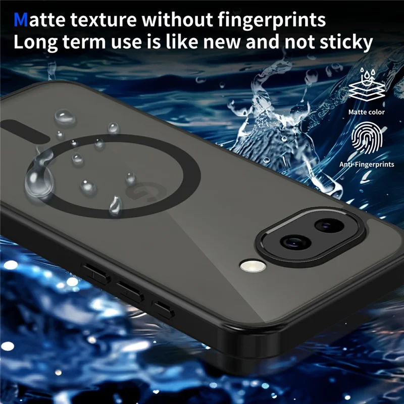 For Google Pixel 9a Magnetic Case Skin Touch Matte PC + TPU Anti-Drop Phone Cover - Translucent