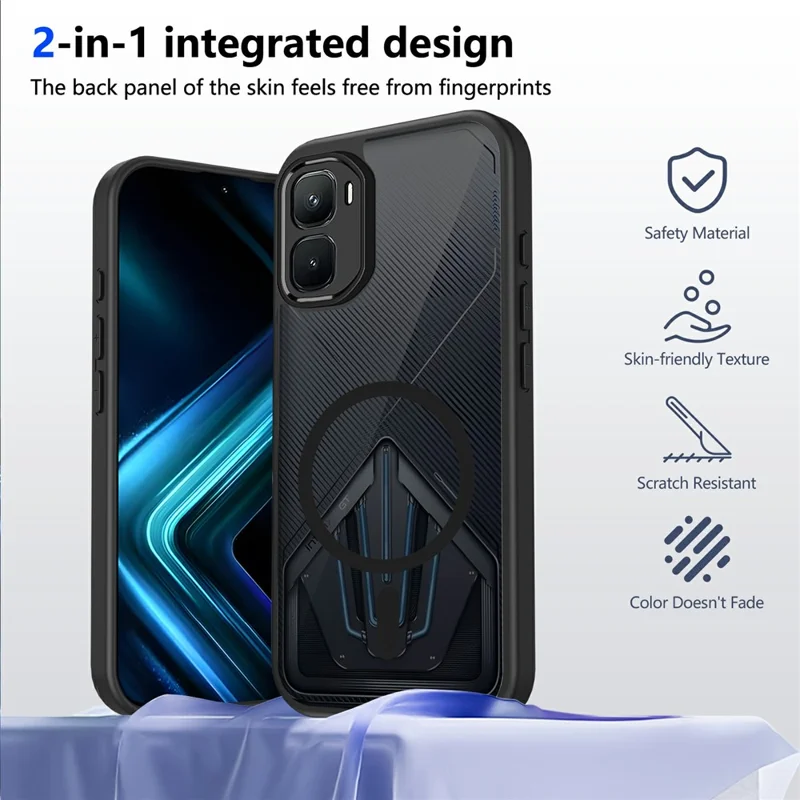 For Infinix GT 50 Pro 5G Magnetic Case Skin Touch Matte PC + TPU Anti-Drop Phone Cover - Translucent