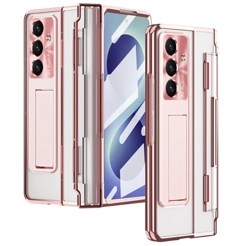 For Samsung Galaxy Z Fold8 Case Kickstand Hard PC Phone Cover with Screen Film - Rose Gold