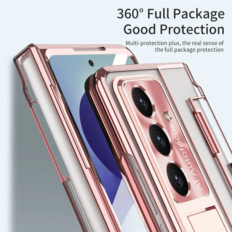 For Samsung Galaxy Z Fold8 Case Kickstand Hard PC Phone Cover with Screen Film - Rose Gold