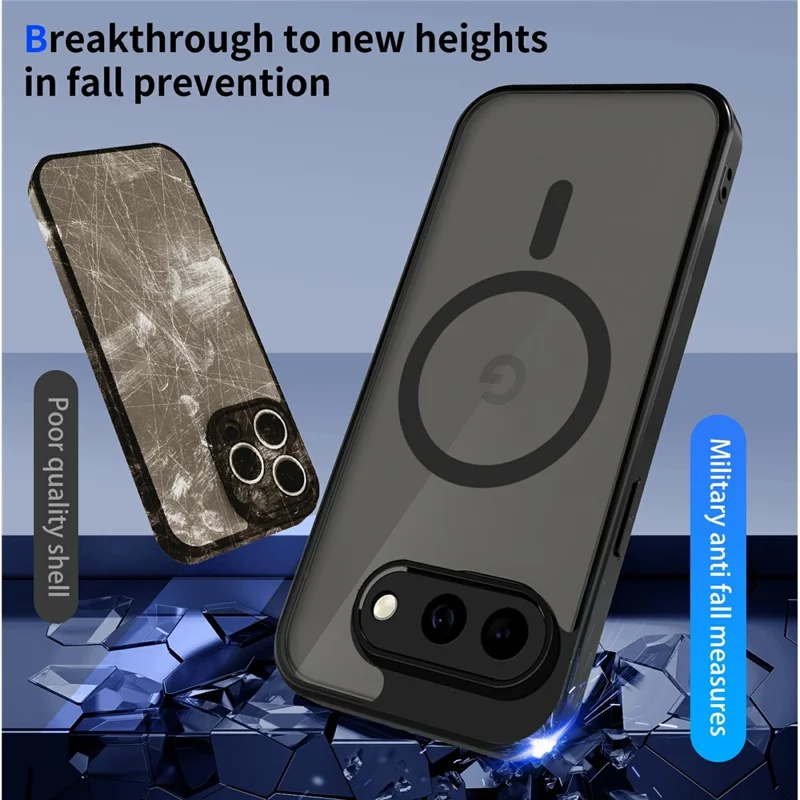 For Google Pixel 10a Magnetic Case Skin Touch Matte PC + TPU Anti-Drop Phone Cover - Translucent