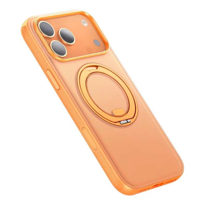 MCDODO PC-1874 for iPhone 17 Pro Magnetic Case 360° Ring Kickstand PC + TPU Phone Cover - Orange