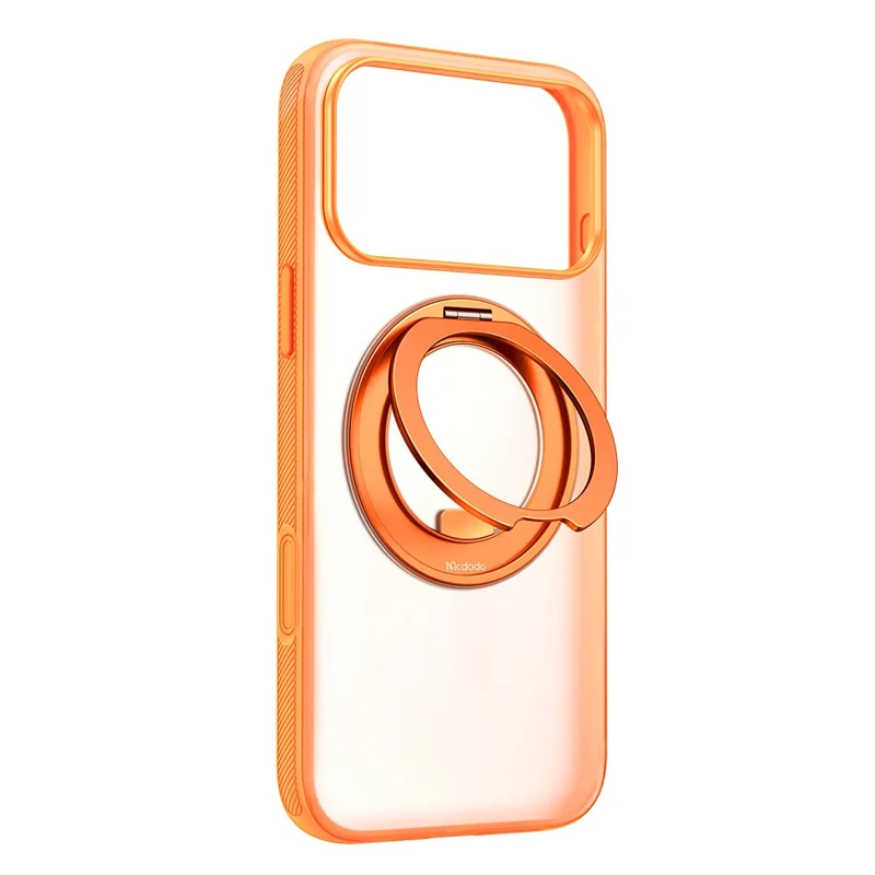 MCDODO PC-1874 for iPhone 17 Pro Magnetic Case 360° Ring Kickstand PC + TPU Phone Cover - Orange