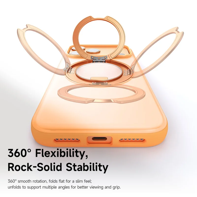 MCDODO PC-1874 for iPhone 17 Pro Magnetic Case 360° Ring Kickstand PC + TPU Phone Cover - Orange