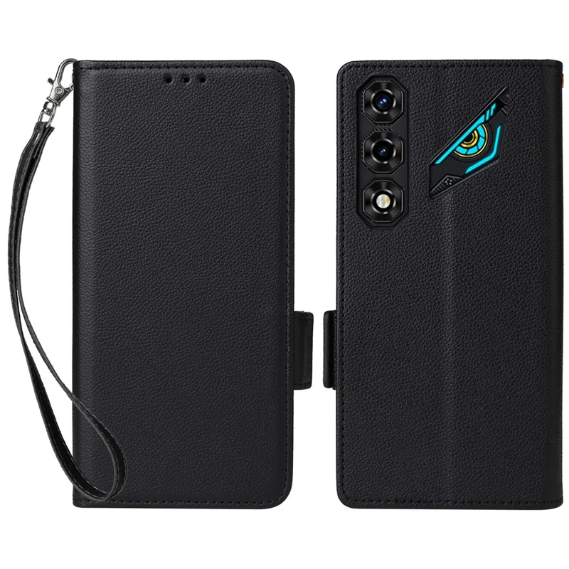 For ZTE nubia Neo 5G Case Litchi Texture Wallet Leather Phone Cover with Wrist Strap - Black
