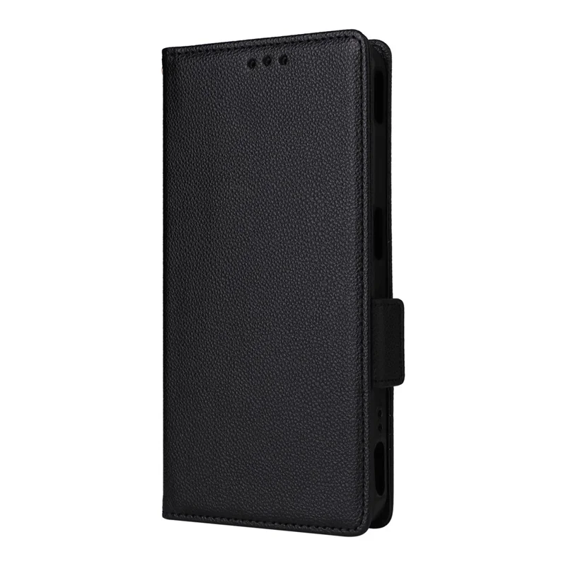 For ZTE nubia Neo 5G Case Litchi Texture Wallet Leather Phone Cover with Wrist Strap - Black