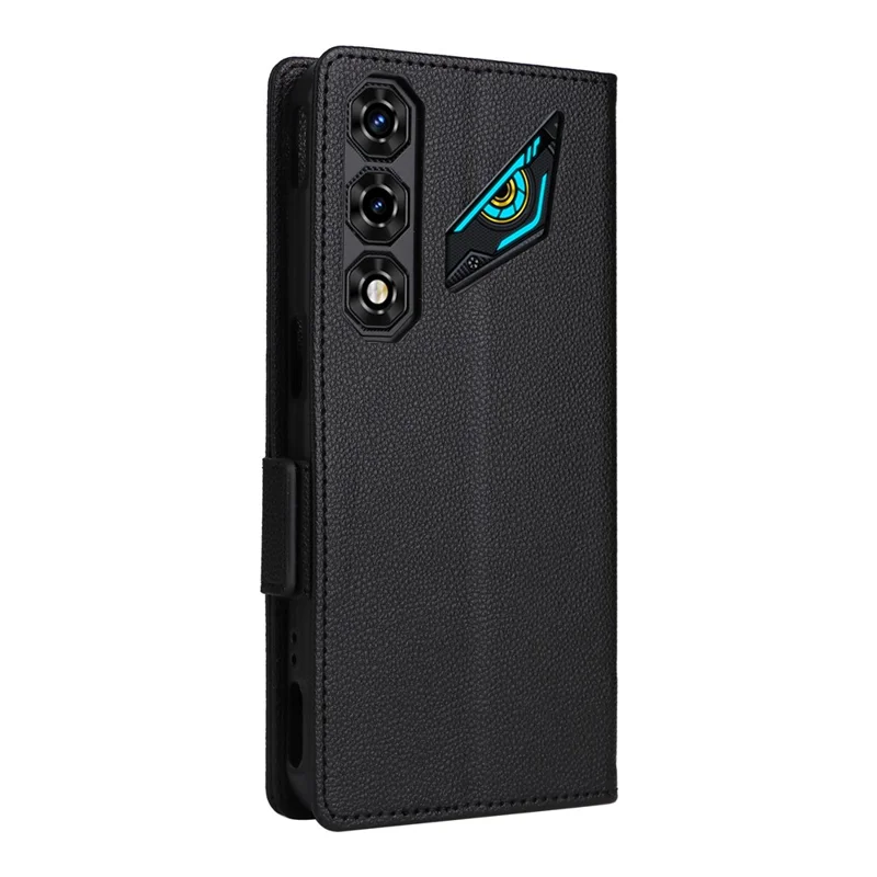 For ZTE nubia Neo 5G Case Litchi Texture Wallet Leather Phone Cover with Wrist Strap - Black