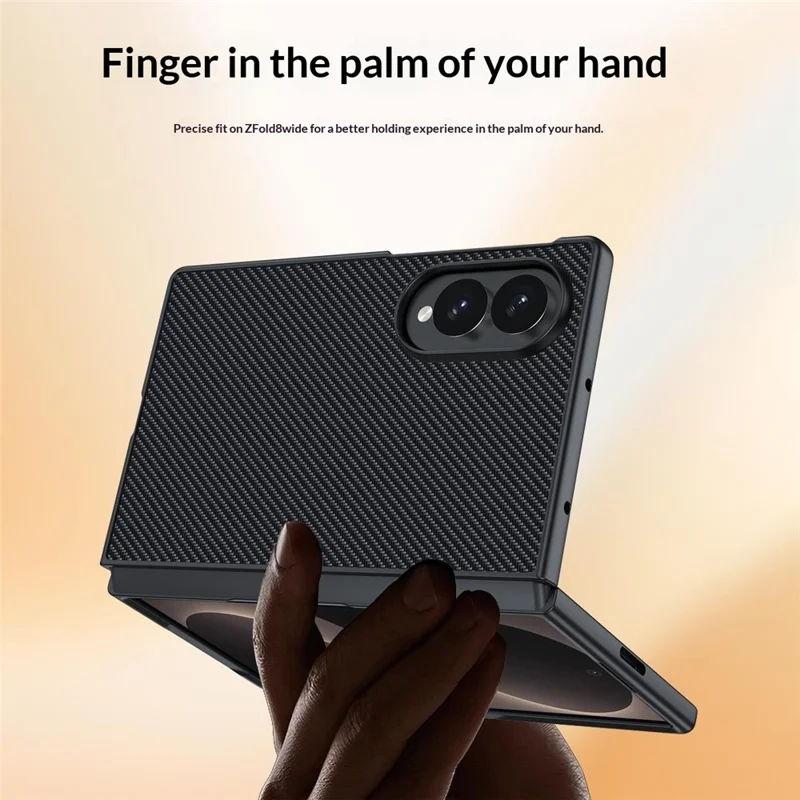 Cover per Samsung Galaxy Z Fold 8 Large Cover in Pelle + Custodia Rigida in PC con Texture Fibra di Carbonio - Nero