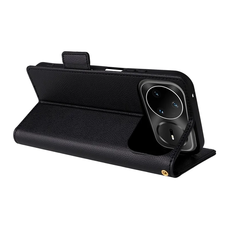 Custodia per Huawei nova 15 Pro 5G / nova 15 Ultra 5G con Portafoglio in Pelle con Texture di Litchi e Cinturino da Polso - Nero