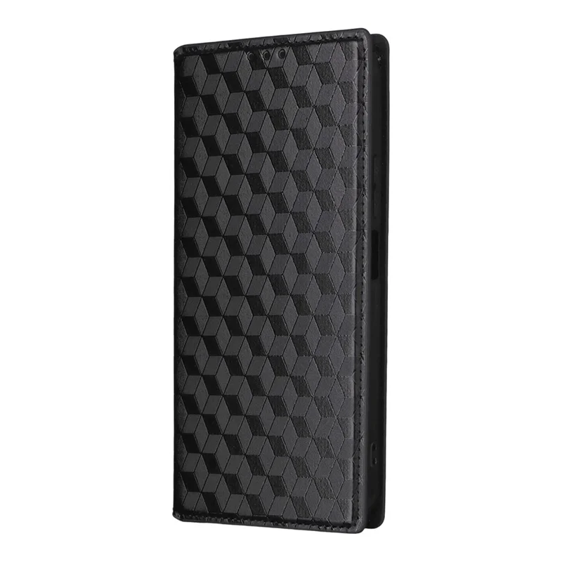 Case for Realme C100 4G / C100i 4G / C100x 4G Wallet Rhombus Imprinted PU Leather Phone Cover - Black